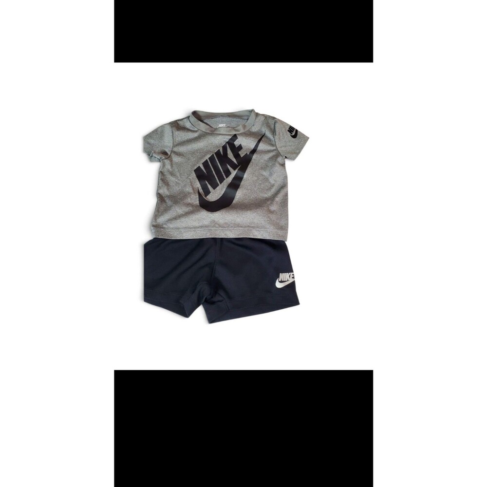 Nike Baby Boy Gray & Black Performance T-Shirt & Shorts Set 12M